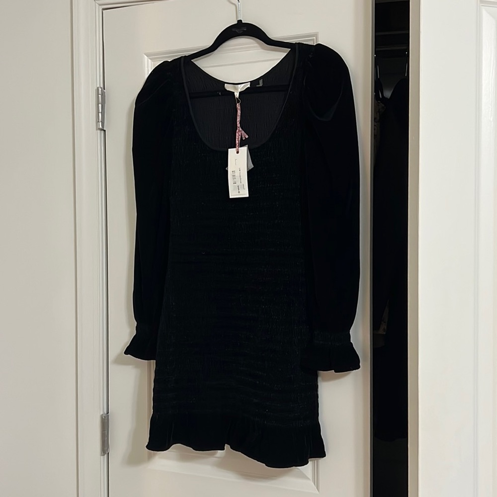 NWT LoveShackFancy velvet smocked dress size S